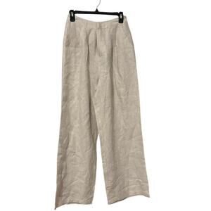 DISSH 100% Linen Cream Norah Natural Wide Leg Pants Size AU 10